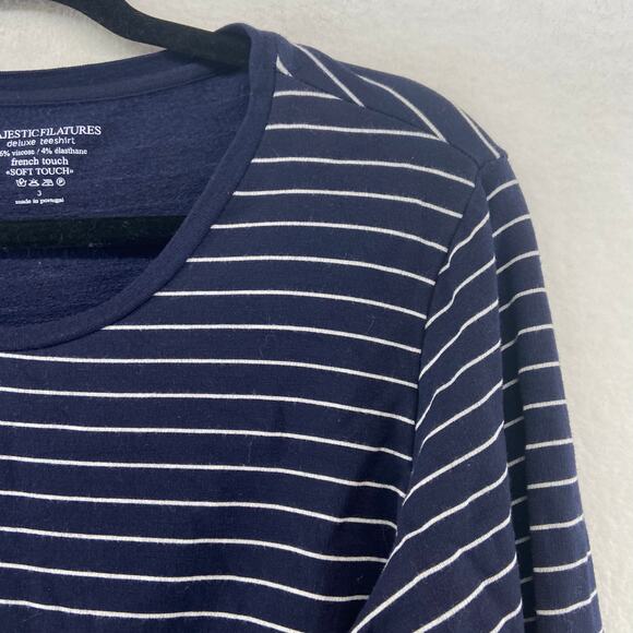 Majestic Filatures Deluxe Teeshirt Stripe Long Sleeve Top Size 3 US Medium - Picture 6 of 7